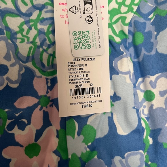 NWT Lilly Pulitzer Blue Floral Shift Dress Sz 12 - Picture 9 of 12